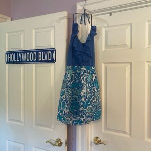 Blue Lilly Halter Dress